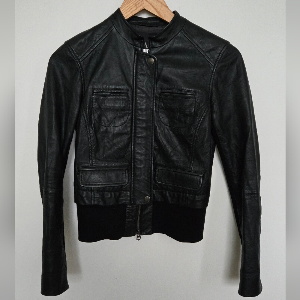 🥊NEW Armani Exchange Black Leather Jacket